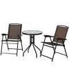 Garden Furniture Outdoor Patio Bistro 3 Pieces Set of Round Table and Folding Chairs