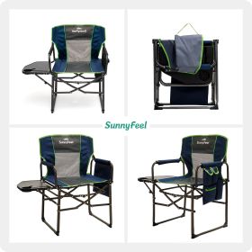 Camping Directors Chair, Heavy Duty,Oversized Portable Folding Chair with Side Table, Pocket for Beach, Fishing,Trip,Picnic,Lawn (Color: Blue)