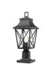 Outdoor Post Light, Black Pole Lantern Lighting Fixture with Pier Mount Base Hard Wired