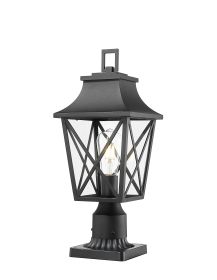 Outdoor Post Light, Black Pole Lantern Lighting Fixture with Pier Mount Base Hard Wired (Color: as Pic)