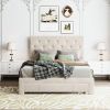 Full Size Storage Bed Velvet Upholstered Platform Bed with a Big Drawer