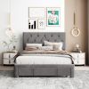 Full Size Storage Bed Velvet Upholstered Platform Bed with a Big Drawer