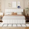 Queen size Upholstered Platform bed with a Hydraulic Storage System - Gray Queen size Upholstered Platform bed with a Hydraulic Storage System - Gray