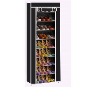 10 Layer 9 Grid Shoe Rack Shelf Storage Closet Organizer Cabinet Multiple Colors (Color: black)