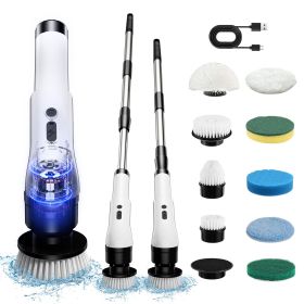 Electric Rotary Washer, Handheld Shower with 6/9 Replaceable Brush Heads, 3 Adjustable Speeds, Cordless Electric Rotary Cleaning Brush (size: 9-pcs)