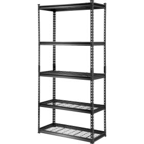 VEVOR Storage Shelving Unit, 5-Tier Adjustable, 2000 lbs Capacity, Heavy Duty Garage Shelves Metal Organizer Wire Rack, Black (size: 16"D x 36"W x 72"H)