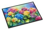 Hydrangeas in Watercolor Doormat Front Door Mat Indoor Outdoor Rugs for Entryway, Non Slip Washable Low Pile, 24H X 36W