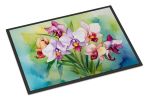 Orchids in Watercolor Doormat Front Door Mat Indoor Outdoor Rugs for Entryway, Non Slip Washable Low Pile, 24H X 36W