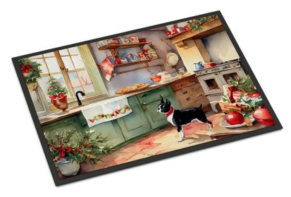 Boston Terrier Christmas Cookies Doormat Front Door Mat Indoor Outdoor Rugs for Entryway, Non Slip Washable Low Pile, 24H X 36W (Default: Default)