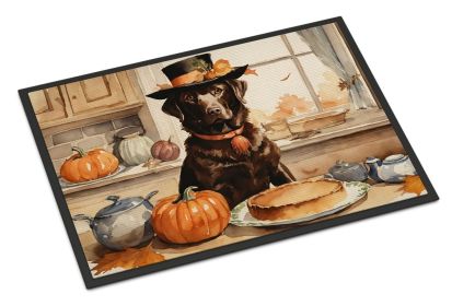 Chocolate Lab Fall Kitchen Pumpkins Doormat Front Door Mat Indoor Outdoor Rugs for Entryway, Non Slip Washable Low Pile, 24H X 36W (Default: Default)