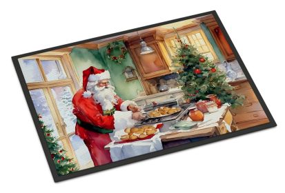 Cookies with Santa Claus Father Christmas Doormat Front Door Mat Indoor Outdoor Rugs for Entryway, Non Slip Washable Low Pile, 24H X 36W (Default: Default)