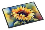 Sunflowers in Watercolor Doormat Front Door Mat Indoor Outdoor Rugs for Entryway, Non Slip Washable Low Pile, 24H X 36W