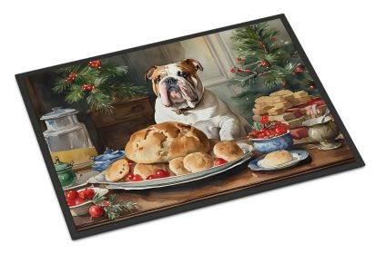 English Bulldog Christmas Cookies Doormat Front Door Mat Indoor Outdoor Rugs for Entryway, Non Slip Washable Low Pile, 24H X 36W (Default: Default)