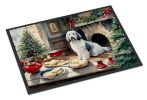 Old English Sheepdog Christmas Cookies Doormat Front Door Mat Indoor Outdoor Rugs for Entryway, Non Slip Washable Low Pile, 24H X 36W