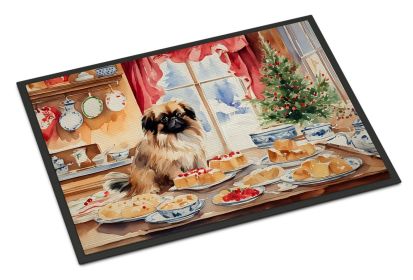 Pekingese Christmas Cookies Doormat Front Door Mat Indoor Outdoor Rugs for Entryway, Non Slip Washable Low Pile, 24H X 36W (Default: Default)