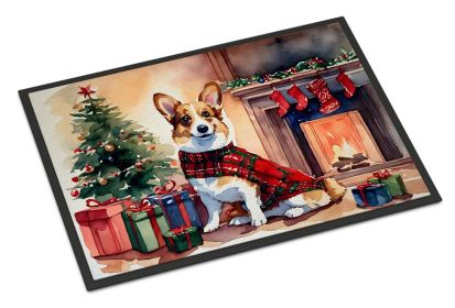 Corgi Cozy Christmas Doormat Front Door Mat Indoor Outdoor Rugs for Entryway, Non Slip Washable Low Pile, 24H X 36W (Default: Default)