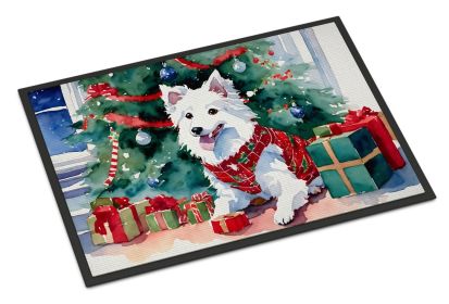 Japanese Spitz Cozy Christmas Doormat Front Door Mat Indoor Outdoor Rugs for Entryway, Non Slip Washable Low Pile, 24H X 36W (Default: Default)