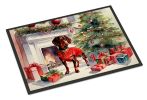 Dachshund Cozy Christmas Doormat Front Door Mat Indoor Outdoor Rugs for Entryway, Non Slip Washable Low Pile, 24H X 36W