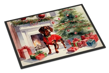 Dachshund Cozy Christmas Doormat Front Door Mat Indoor Outdoor Rugs for Entryway, Non Slip Washable Low Pile, 24H X 36W (Default: Default)