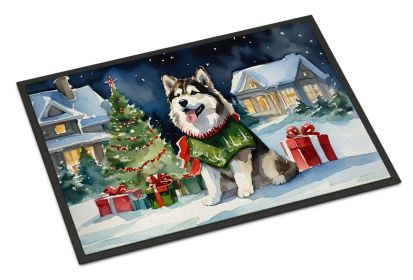 Alaskan Malamute Cozy Christmas Doormat Front Door Mat Indoor Outdoor Rugs for Entryway, Non Slip Washable Low Pile, 24H X 36W (Default: Default)