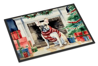 French Bulldog Cozy Christmas Doormat Front Door Mat Indoor Outdoor Rugs for Entryway, Non Slip Washable Low Pile, 24H X 36W (Default: Default)