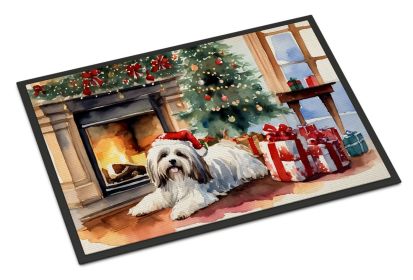 Havanese Cozy Christmas Doormat Front Door Mat Indoor Outdoor Rugs for Entryway, Non Slip Washable Low Pile, 24H X 36W (Default: Default)