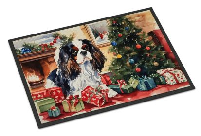 Cavalier Spaniel Cozy Christmas Doormat Front Door Mat Indoor Outdoor Rugs for Entryway, Non Slip Washable Low Pile, 24H X 36W (Default: Default)