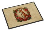 Basenji Christmas Flowers Doormat Front Door Mat Indoor Outdoor Rugs for Entryway, Non Slip Washable Low Pile, 24H X 36W