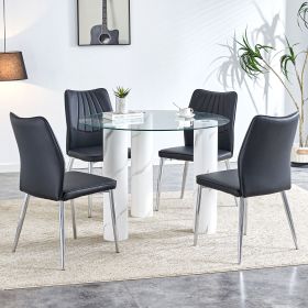 A modern minimalist circular dining table suitable for 6-8 people (Color: as Pic)