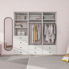 Livelylodge Modular Wardrobe Closet - Freestanding White Closet with Spacious Storage Shelves and Hanging Rods 70.86"W x 16.04"D x 70.86"H (size: A1A2A2)