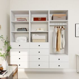 Livelylodge Modular Wardrobe Closet - Freestanding White Closet with Spacious Storage Shelves and Hanging Rods 70.86"W x 16.04"D x 70.86"H (size: A1A1A2)