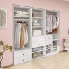 Livelylodge Modular Wardrobe Closet - Freestanding White Closet with Spacious Storage Shelves and Hanging Rods 70.86"W x 16.04"D x 70.86"H