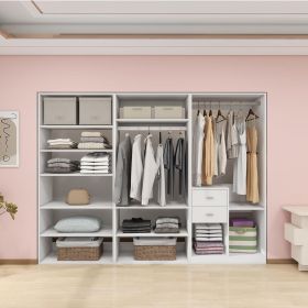 Livelylodge Modular Wardrobe Closet - Freestanding White Closet with Spacious Storage Shelves and Hanging Rods 70.86"W x 16.04"D x 70.86"H (size: A4+A5+302)