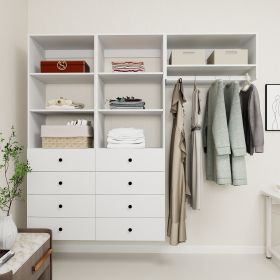 Livelylodge Modular Wardrobe Closet - Freestanding White Closet with Spacious Storage Shelves and Hanging Rods 70.86"W x 16.04"D x 70.86"H (size: A1A1B2)