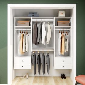 Livelylodge Modular Wardrobe Closet - Freestanding White Closet with Spacious Storage Shelves and Hanging Rods 70.86"W x 16.04"D x 70.86"H (size: A2B3A2)