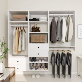 Livelylodge Modular Wardrobe Closet - Freestanding White Closet with Spacious Storage Shelves and Hanging Rods 70.86"W x 16.04"D x 70.86"H (size: A2A3B3)