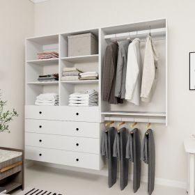 Livelylodge Modular Wardrobe Closet - Freestanding White Closet with Spacious Storage Shelves and Hanging Rods 70.86"W x 16.04"D x 70.86"H (size: A1A1B3)