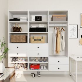 Livelylodge Modular Wardrobe Closet - Freestanding White Closet with Spacious Storage Shelves and Hanging Rods 70.86"W x 16.04"D x 70.86"H (size: A3A3A2)