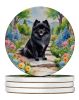 Pomeranian Spring Path Large Sandstone Coasters Pack of 4 Absorbent Round Coasters Decor Gifts for Men or Women, 4 in, Multicolor