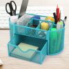 Metal Mesh Pencil Holders Desk Organizer with 9 Compartment Pen Holder Storage