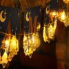 1pc; Eid Al Adha Decorations String Lights; 6.56 Feet 10 LEDs Eid Moon Star Kerosene Lantern Lamp; Battery Operated For Ramadan Outdoor Home Decoratio