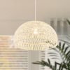 Adjustable Hanging Rope Farmhouse Rattan Pendant Lights Cage