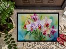 Orchids in Watercolor Doormat Front Door Mat Indoor Outdoor Rugs for Entryway, Non Slip Washable Low Pile, 24H X 36W