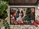 Cavalier Spaniel Cozy Christmas Doormat Front Door Mat Indoor Outdoor Rugs for Entryway, Non Slip Washable Low Pile, 24H X 36W