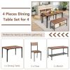 4 Pieces Rustic Dining Table Set with 2 Chairs and Bench