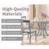 5-Piece Rustic Round Pedestal Extendable Dining Table Set with 15.7" Removable Leaf and Simple Dining Chirs for Small Places