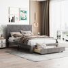 Full Size Storage Bed Velvet Upholstered Platform Bed with a Big Drawer