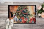 Jack Russell Terrier Cozy Christmas Doormat Front Door Mat Indoor Outdoor Rugs for Entryway, Non Slip Washable Low Pile, 24H X 36W