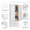 Tall Storage Cabinet with Two Drawers for Bathroom/Office