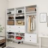 Livelylodge Modular Wardrobe Closet - Freestanding White Closet with Spacious Storage Shelves and Hanging Rods 70.86"W x 16.04"D x 70.86"H